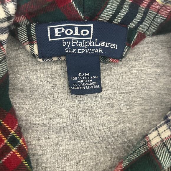 Polo Ralph Lauren‎ Sleepwear Mens Flanel Robe S/M Red Plaid Comfy Preppy Casual - Picture 2 of 15